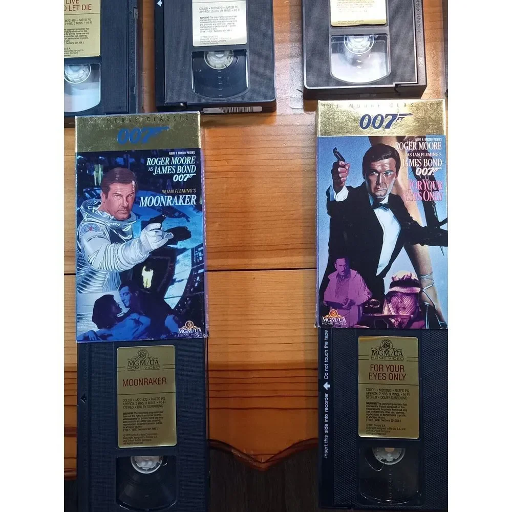 James Bond 007 Roger Moore (VHS) 1988 Lot Of 7 Live And Let Die Octopussy & More